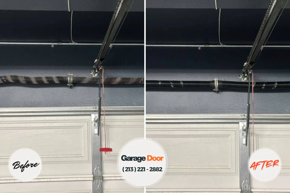 Before and after: garage door repair Sauk City, WI